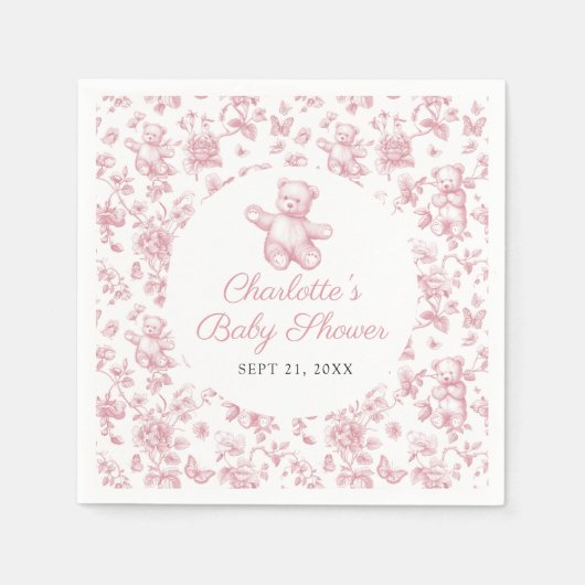 クラシックガールエレガントベビーシャワートイレドゥジュイ スタンダードカクテルナプキン (正面)