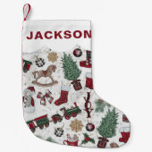 クラシックキッズホリデーヴィンテージルック スモールクリスマスストッキング (正面)