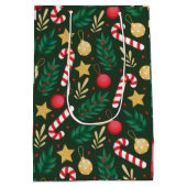 クラシックキャンディと葉クリスマス ミディアムペーパーバッグ (裏面)