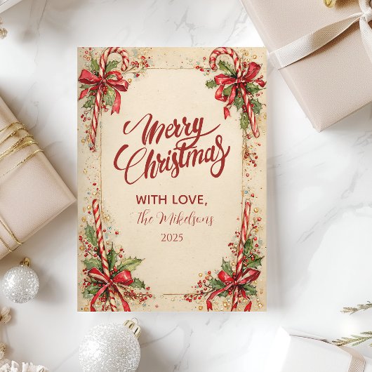 クラシックキャンディストライプのホリデイ シーズンカード