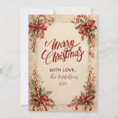 クラシックキャンディストライプのホリデイ シーズンカード (正面)