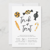クラシックキャンディトリックまたはトリートハローウィンパーティ 招待状 (正面)