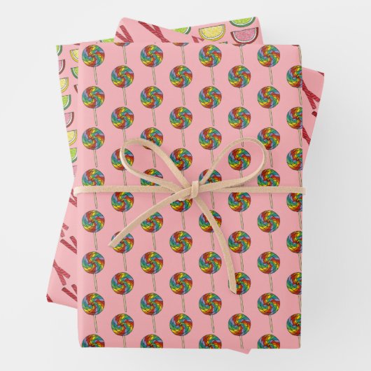 クラシックキャンディリコリースホイップフルーツ棒つきキャンデースライス ラッピングペーパーシート (インサイチュ)