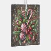 クラシックキャンディーケイン/ペパーミントクリスマスグリーン ガラスオーナメント (正面右)