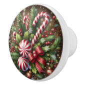 クラシックキャンディーケイン/ペパーミントクリスマスグリーン セラミックノブ (右)