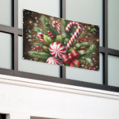 クラシックキャンディーケイン/ペパーミントクリスマスグリーン 横断幕 (ビルの外側)