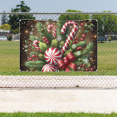 クラシックキャンディーケイン/ペパーミントクリスマスグリーン 横断幕 (インサイチュ)