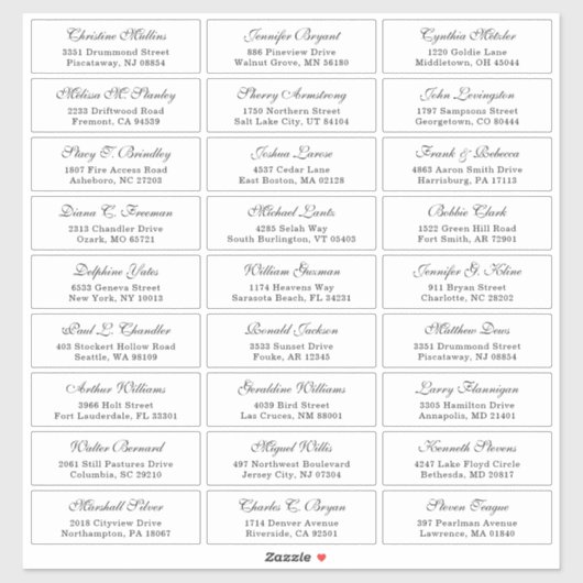 クラシックキュラシーフォント結婚ズゲスト住所 シール (シート)