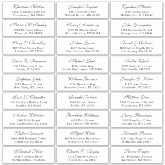 クラシックキュラシーフォント結婚ズゲスト住所 シール (正面)