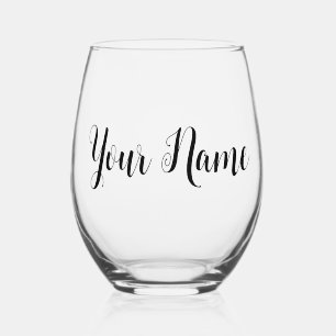 クラシックキュートミニマルな署名名スクリプト ステムなしワイングラス
