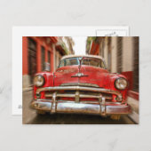 クラシックキューバのハバナ通りのアメリカ車 ポストカード (正面/裏面)