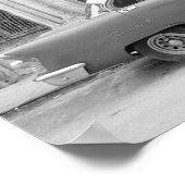 クラシックキューバ車、白黒プリント ポスター (角)