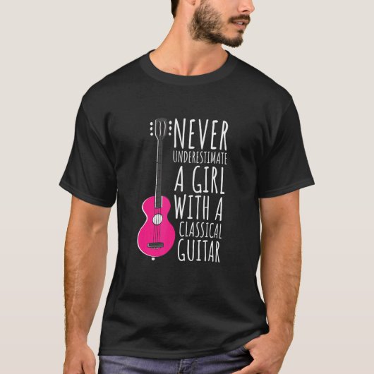 クラシックギターを持つ女性をナメるな Tシャツ (正面)
