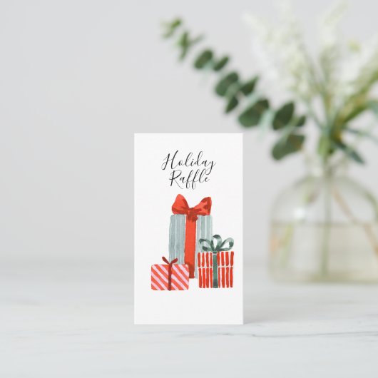 クラシックギフトホリデーパーティークリスマスラッフルカード 名刺 (スタンド正面)