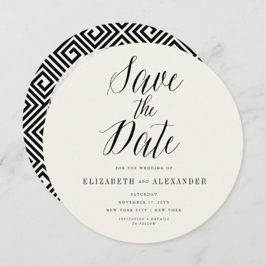 クラシックギリシャ語の鍵日付スクリプトの写真を保存 セーブザデート (正面/裏面)