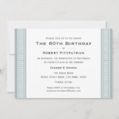 クラシックギリシャ鍵カスタム時代誕生日フォトグレー 招待状 (正面)