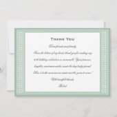 クラシックギリシャ鍵フォト誕生日グリーンフラット サンキューカード (正面)
