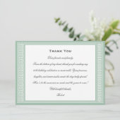 クラシックギリシャ鍵フォト誕生日グリーンフラット サンキューカード (スタンド正面)