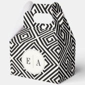 クラシックギリシャ鍵ブラック&ホワイトジオメトリック結婚ズ フェイバーボックス (正面)