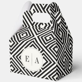 クラシックギリシャ鍵ブラック&ホワイトジオメトリック結婚ズ フェイバーボックス