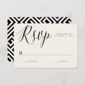 クラシックギリシャ鍵書道スクリプトシック結婚ズ 出欠カード (正面/裏面)