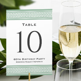 クラシックギリシャ鍵誕生日グリーンカスタム テーブルナンバー