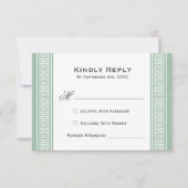 クラシックギリシャ鍵誕生日グリーンRSVPカード 出欠カード (正面)