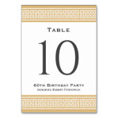 クラシックギリシャ鍵誕生日金ゴールドカスタム テーブルナンバー (裏面)