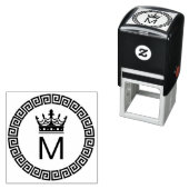 クラシックギリシャ鍵Sフレームイニシャルクラウンモノグラム セルフインキングスタンプ (インサイチュ)