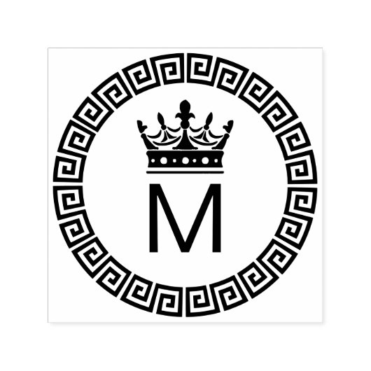 クラシックギリシャ鍵Sフレームイニシャルクラウンモノグラム セルフインキングスタンプ (デザイン)