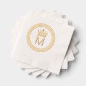 クラシックギリシャ鍵Sフレームイニシャルクラウンモノグラム 箔ナプキン (インサイチュ (積み重ね))