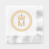 クラシックギリシャ鍵Sフレームイニシャルクラウンモノグラム 箔ナプキン (正面)