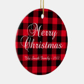 クラシッククリスティーレッド・バッファロー・プレイド家族の写真 セラミックオーナメント (右)