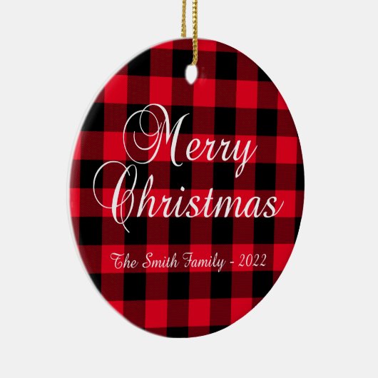 クラシッククリスティーレッド・バッファロー・プレイド家族の写真 セラミックオーナメント (右)