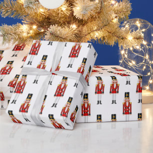 クラシッククリスマスくるみ割り赤ホワイトホリデー ラッピングペーパー