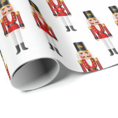 クラシッククリスマスくるみ割り赤ホワイトホリデー ラッピングペーパー (ロールコーナー)