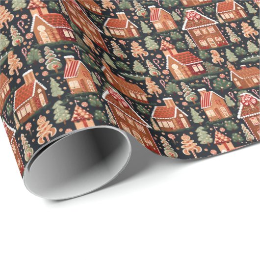 クラシッククリスマスのギンガーブレッドハウス – フェスティバル ラッピングペーパー (ロールコーナー)