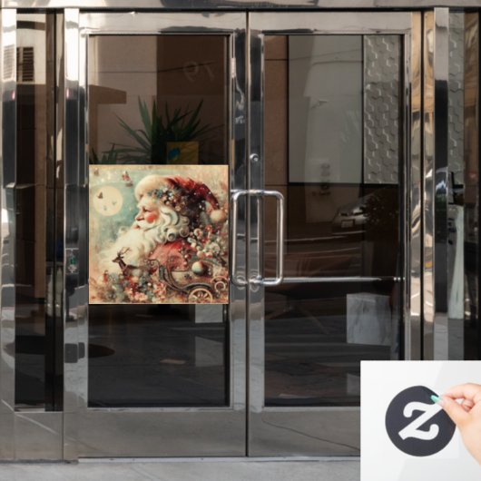 クラシッククリスマスのサンタの窓の貼り付け ウィンドウサイン (オフィスドア)