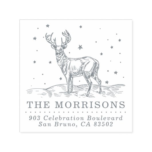 クラシッククリスマスのトナカイの名前と差出人住所 セルフインキングスタンプ (デザイン)