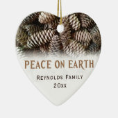 クラシッククリスマスのパインコーンピースオンアースカスタム セラミックオーナメント (右)