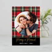 クラシッククリスマスのプレメリーイドと結婚した写真 箔シーズンカード (立ち正面)