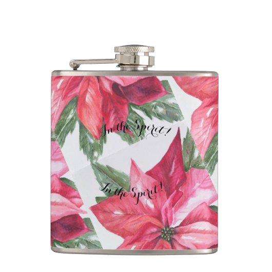 クラシッククリスマスのポインセチア花 フラスク (正面)