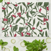 クラシッククリスマスのミストレトーレッドとグリーン キッチンタオル (折り畳み)