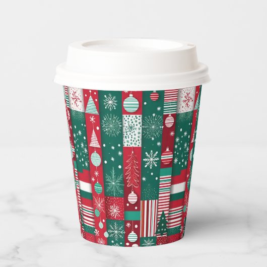 クラシッククリスマスのラッピング紙パターン 紙コップ (正面)