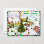 クラシッククリスマスの挨拶はがき シーズンポストカード (正面/裏面)