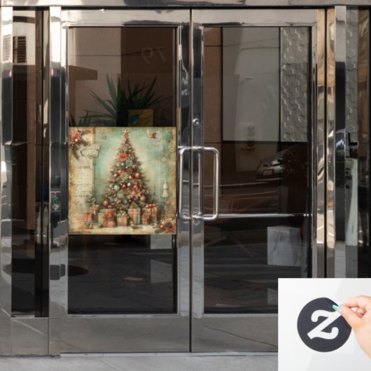 クラシッククリスマスの木の窓の貼り ウィンドウサイン (オフィスドア)