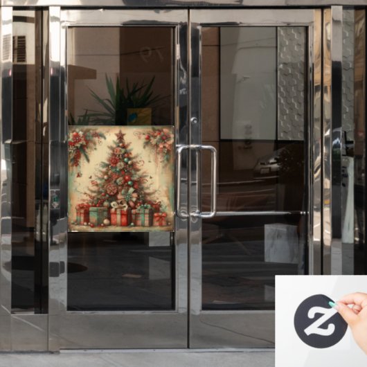 クラシッククリスマスの木の窓の貼り ウィンドウサイン (オフィスドア)