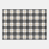 クラシッククリスマスの格子模様とヴィンテージホリー ラッピングペーパーシート (正面3)