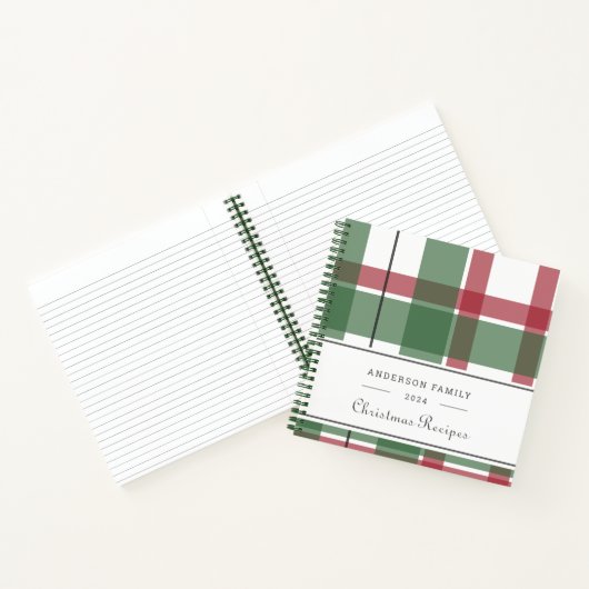 クラシッククリスマスの格子模様ファミリーレシピ ノートブック (内部)