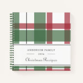 クラシッククリスマスの格子模様ファミリーレシピ ノートブック (正面)